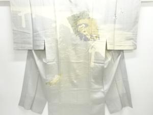 アンティーク　絽破れ色紙に人物模様男物長襦袢